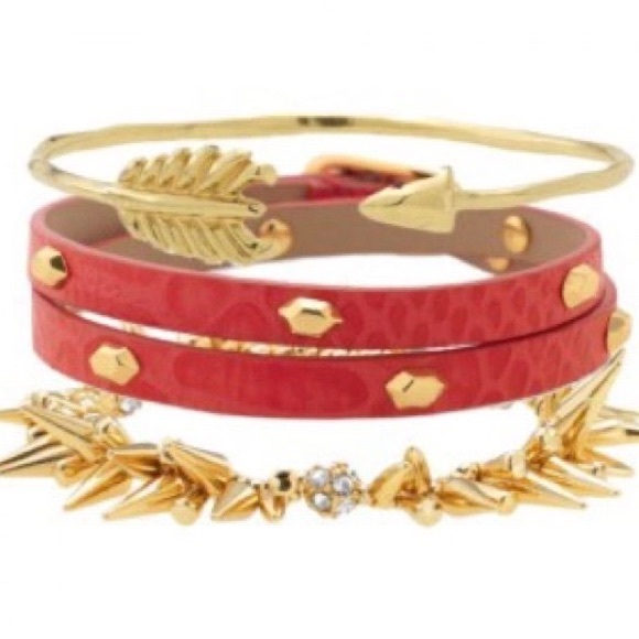 Stella & Dot Hudson Red Leather Double Wrap - Picture 5 of 6